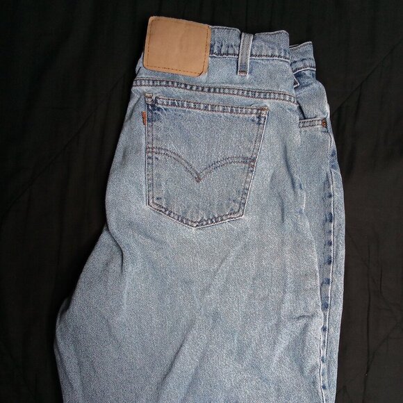Vintage Levi's 550 Loose Fit Orange Tab Blue Denim Jean Shorts - Picture 5 of 6